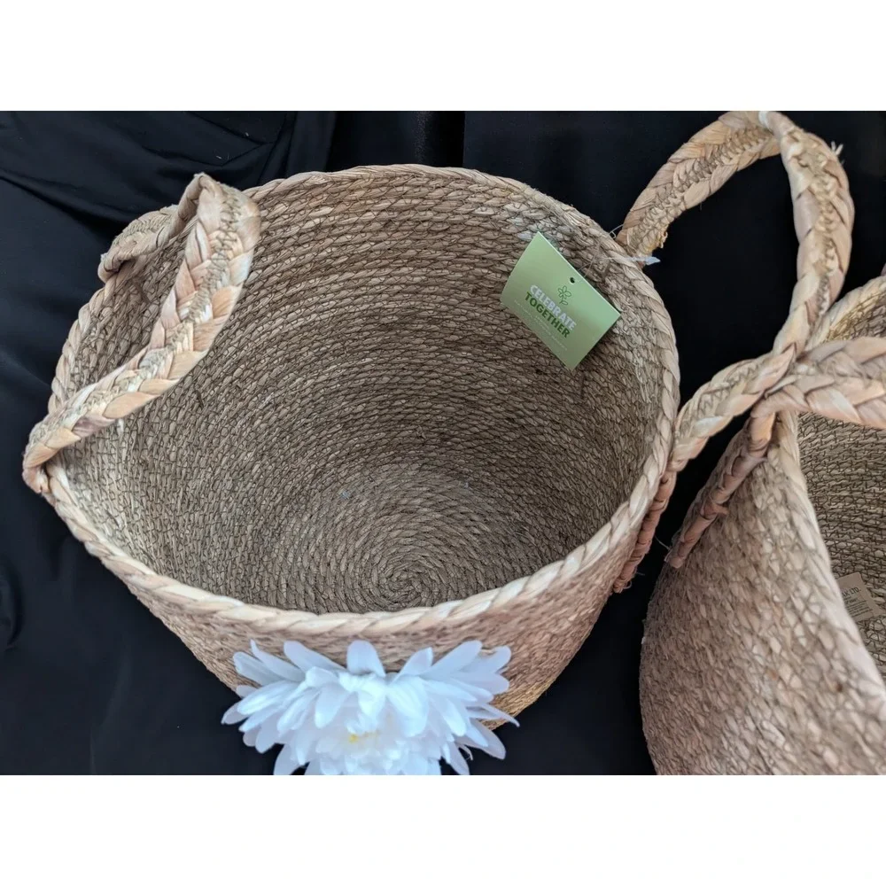 SET OF 2 LARGE NESTING WOVEN BASKETS - NEW
